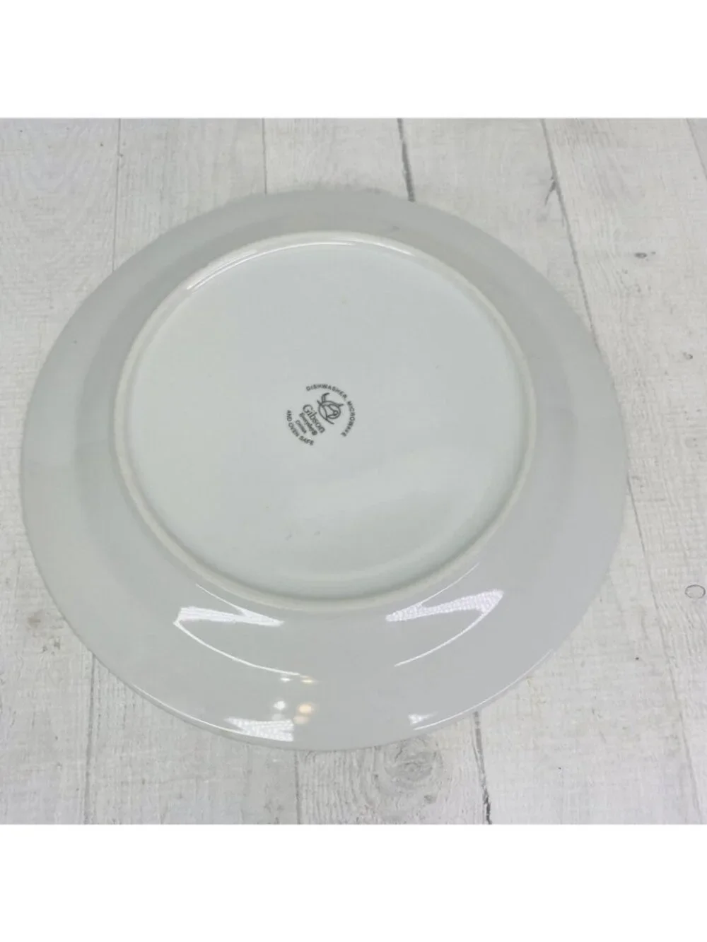 Gibson FLORIANA BLOOM Floral Rim On White Smooth Oven Safe Dinner Plates Set 4
